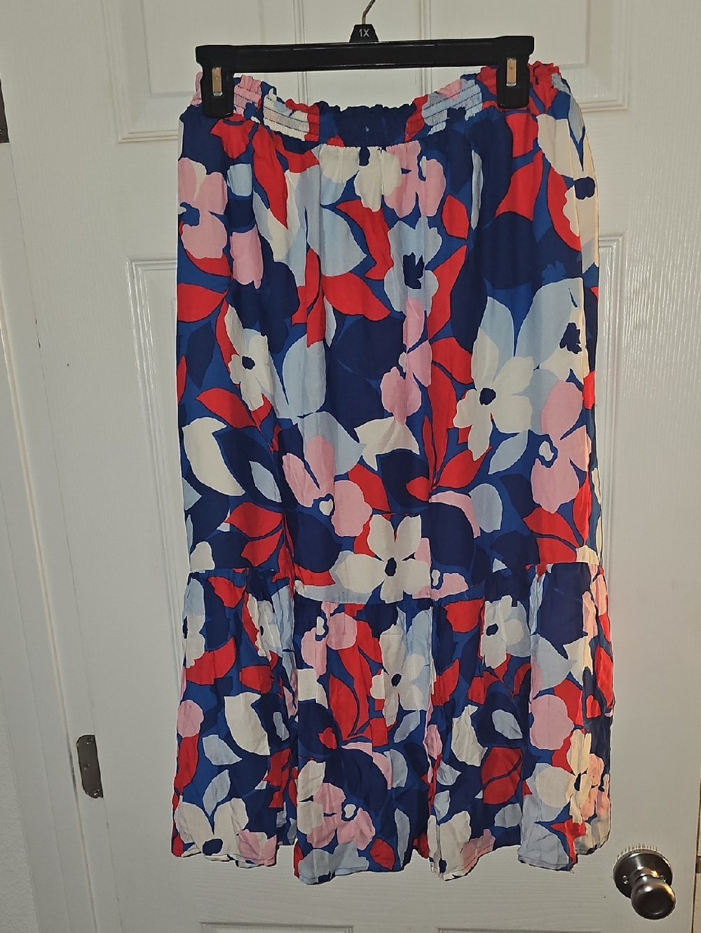 Draper James Navy Red Pink Floral Tiered Maxi Skirt Sixe XL - Picture 4 of 4